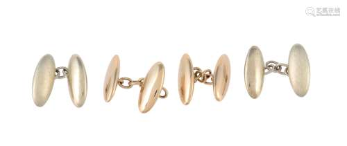 Two pairs of 9 carat gold cufflinks