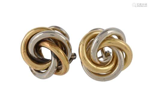 A pair of Italian two colour knot ear clips