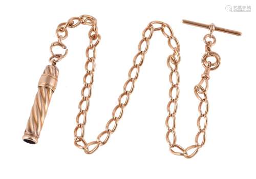 An early 20th century 18 carat gold curb link Albert chain