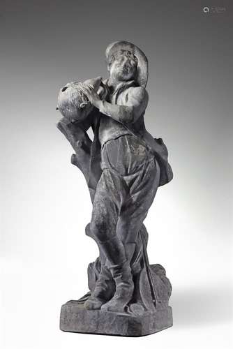 A lead garden figure of a musician in the manner of work by ...