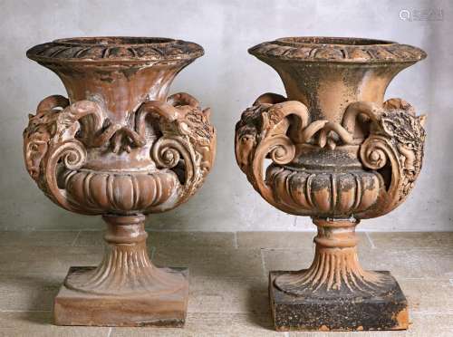 A pair of Continental terracotta planters