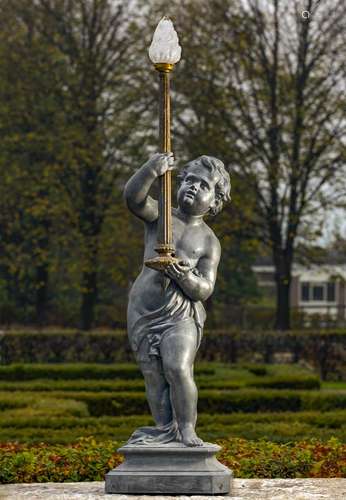 A Dutch cast zinc figural torchere