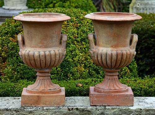 A pair of terracotta vases