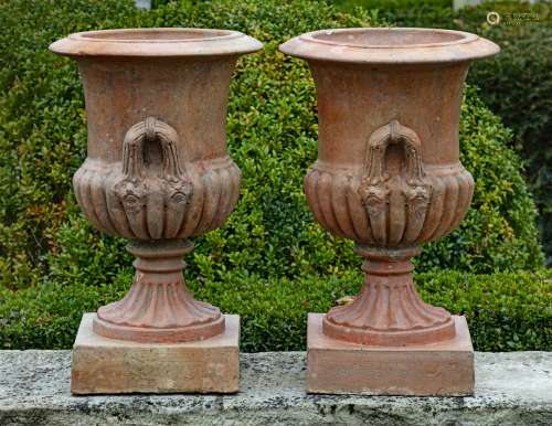 A pair of terracotta vases
