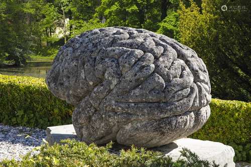 λ A unique Italian sculpted limestone model of a human brain