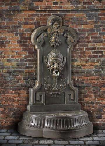 A Continental cast iron wall fountain