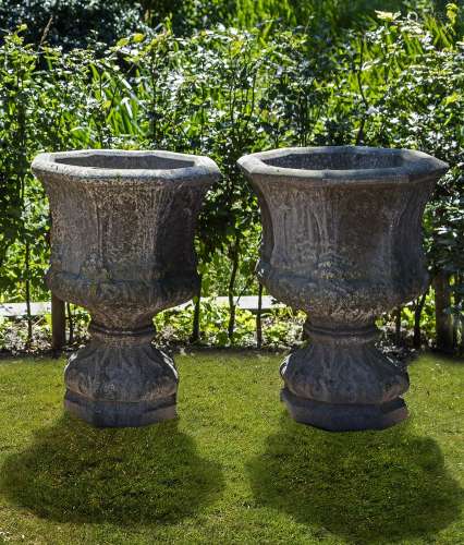 A pair of stone composition planters