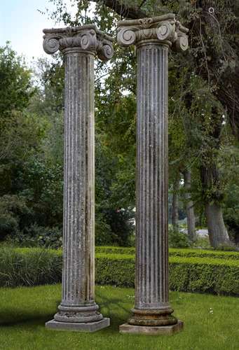 A pair of Continental limestone columns