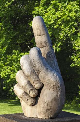 A sculpted marble model of a human hand