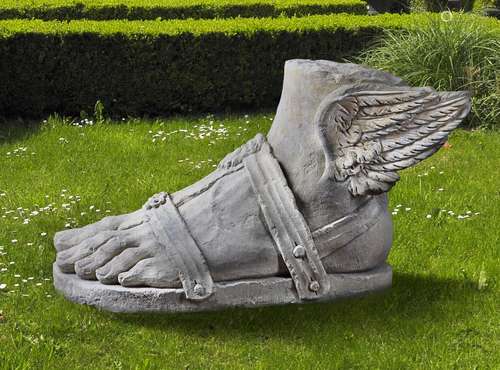 A sculpted limestone model of the left foot of Hermes