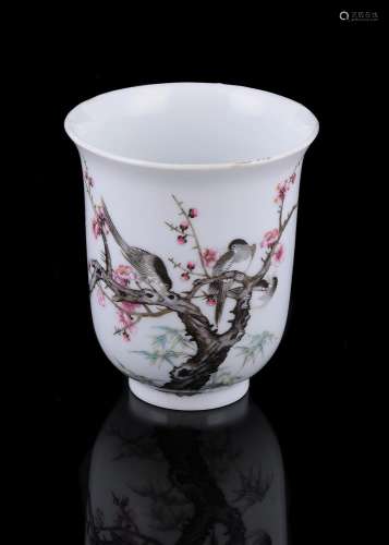 A rare Chinese porcelain famille rose beaker cup