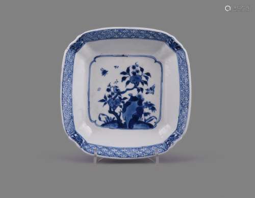 A Chinese porcelain blue and white square saucer dish