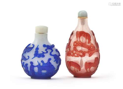Y Two Chinese Peking glass snuff bottles