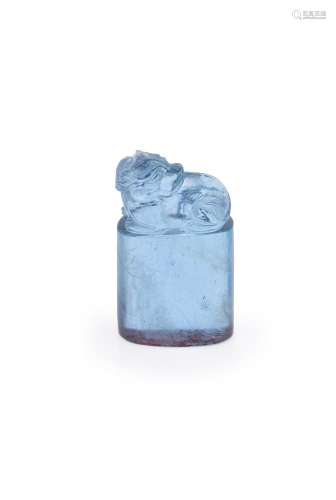 A Chinese carved aquamarine seal