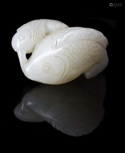 A Chinese white jade 'Fish' pendant
