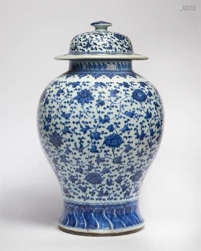 A Chinese blue and white vase and cover