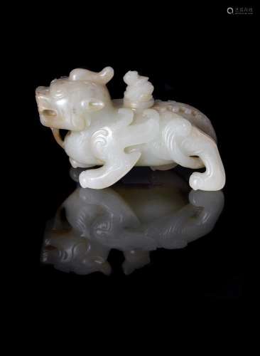 A fine Chinese pale celadon jade Chimera form water pot and ...