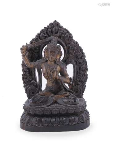 A parcel-gilt wood figure of Bodhisattva Manjusri