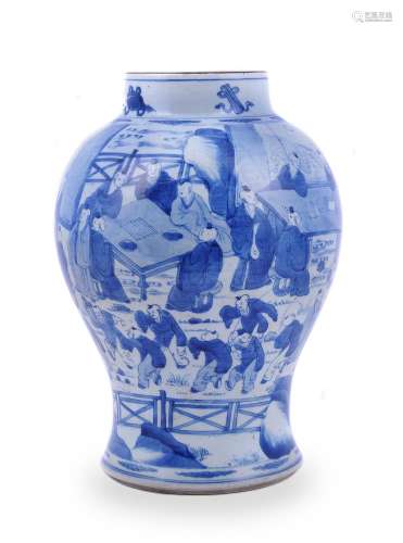 A large Chinese blue and white baluster vase