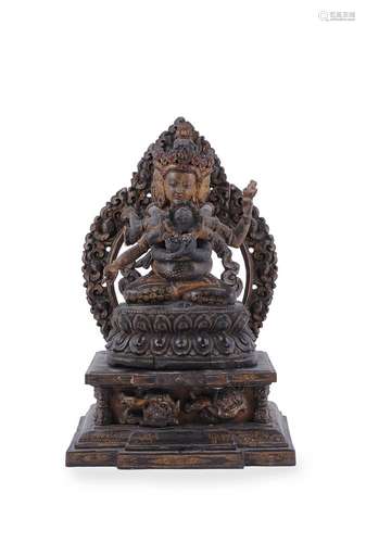 A parcel gilt wood figure of Vajradhara