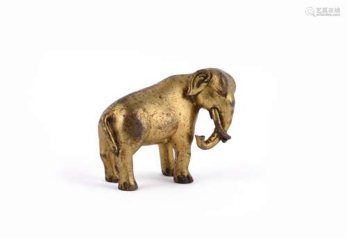 A Sino-Tibetan gilt bronze elephant