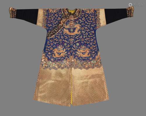 A fine Chinese Court Mandarin Gold work dragon robe