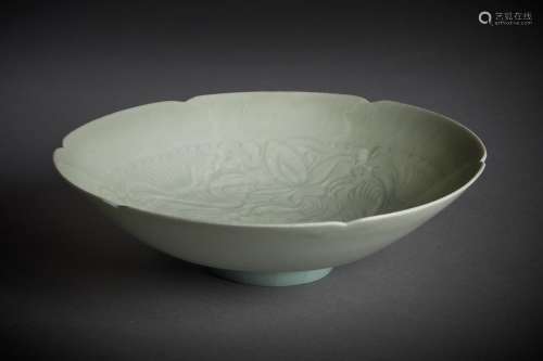 A Chinese qingbai lobed bowl