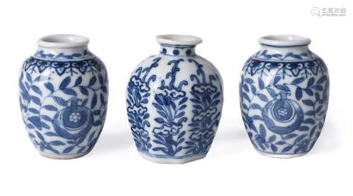 A pair of Chinese miniature blue and white vases