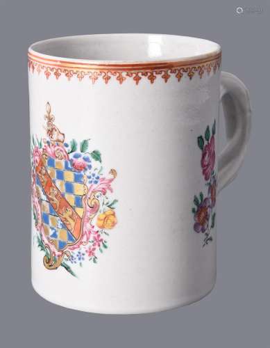 A Chinese Export Famille Rose armorial Mug