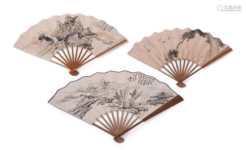 Three Chinese painted fans