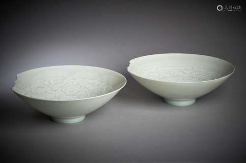 A pair of Chinese Qingbai 'Boys' bowls
