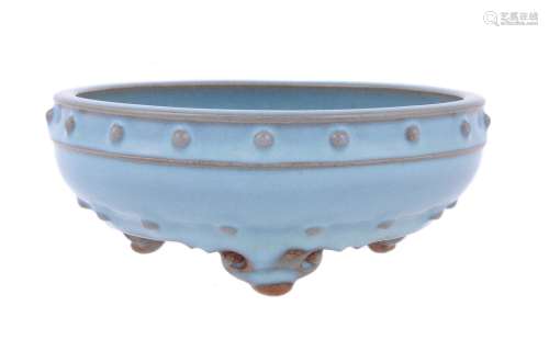 A Chinese Jun-glazed tripod 'Narcissus' bowl