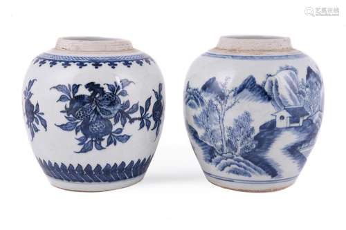 Two Chinese blue and white ginger jars