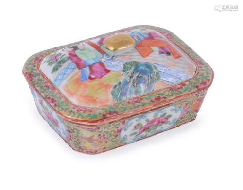 A Cantonese Famille Rose soap dish cover and liner