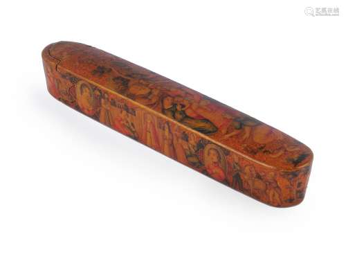 A polychrome lacquer papier-mâché pen case (qalamdan)