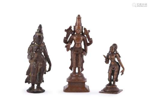 Three Indian bronze deities