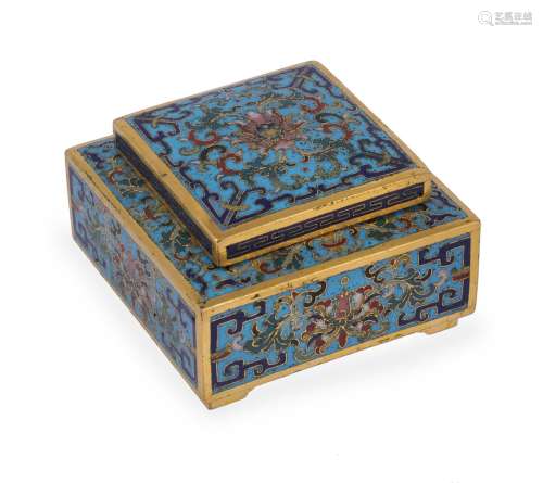 A Chinese cloisonné box and cover