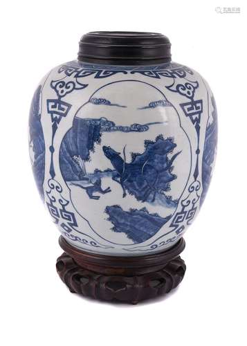 A Chinese blue and white ginger jar