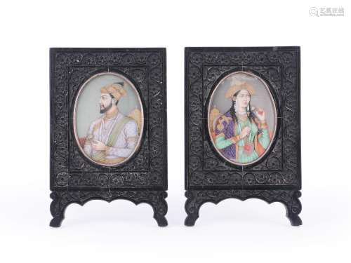 Y A pair of portraits of Shah Jahan and Mumtaz Mahal