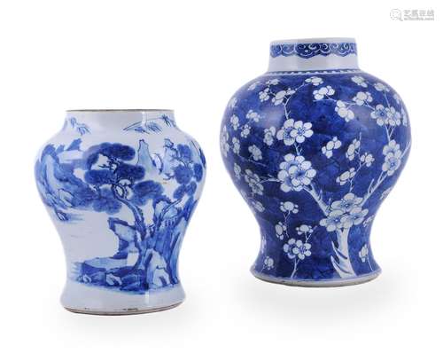 A Chinese blue and white baluster vase