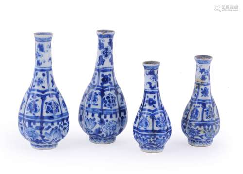 A pair of Chinese blue and white vases