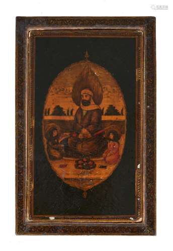 A Qajar lacquer mirror case and cover