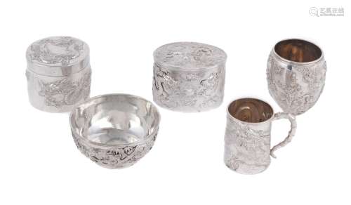 A group of Chinese export silver wares