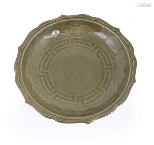 A Japanese Arita Celadon Dish of circular form within the ba...