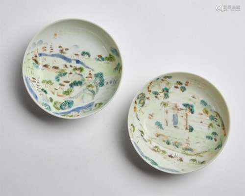 Two Chinese famille rose saucers