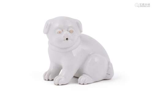 A Japanese Hirado porcelain model of a puppy