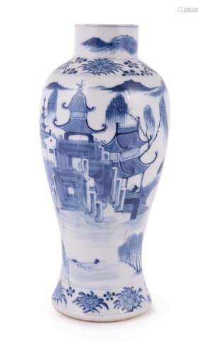 A Chinese blue and white vase