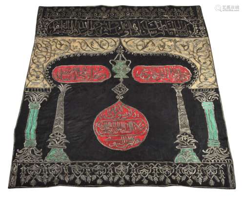 An good Ottoman metal thread embroidered silk Tomb Cover wit...