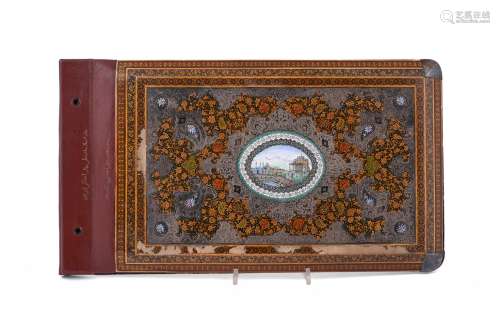 A painted wood and silver mounted and enamel book cover