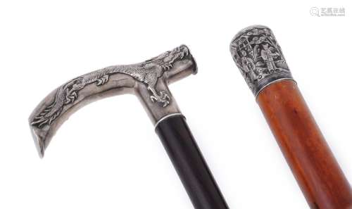 Two Chinese export walking sticks